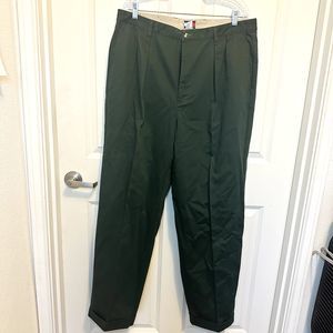 VTG Tommy Hilfiger Mens Pants 38 x 32 Green  Pleated Cuffed  Casual 90s New